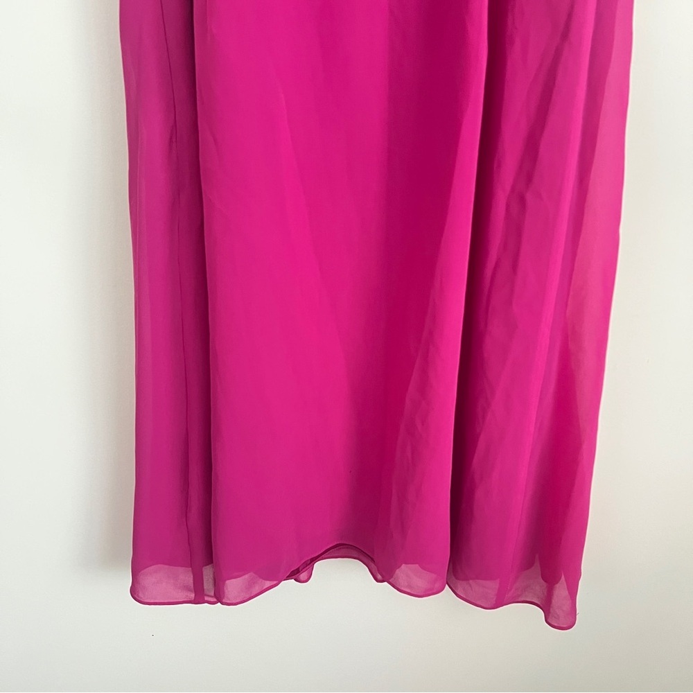 Democracy Fuchsia Chiffon Pleated Cocktail Dress Empire Waist Party Dress Size 6 - Picture 7 of 11